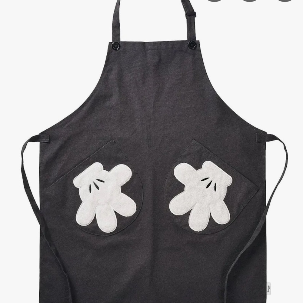 Disney Mickey Mouse Apron With Glove Pockets Cotton Kitchen Wear BBQ Chef Gift